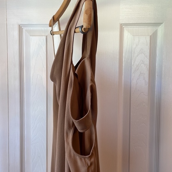 NWT Helmut Lang Asymmetrical Sleeve Silk Blouse in Camel sz S - Picture 6 of 15